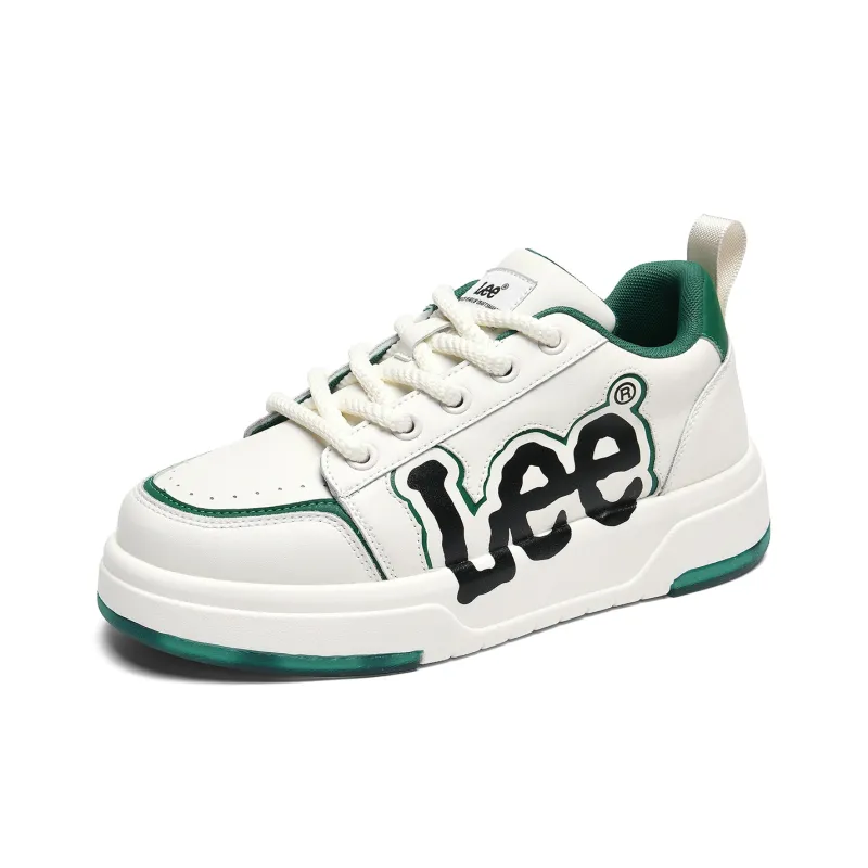 Lee Trendy Versatile, Fashion Minimalist Style White Sneakers Low Top Skateboard Shoes Men's-8