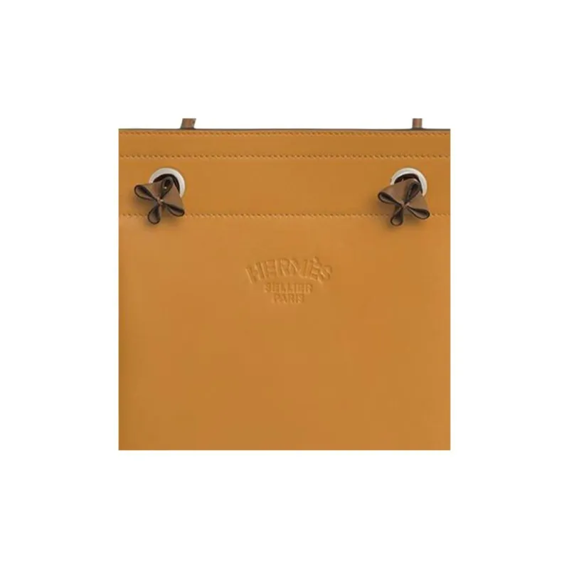 HERMES Aline Milo Lambskin And Swift Calfskin Shoulder Bag Crossbody Bag Mini Women's Sesame/Chestnut-1