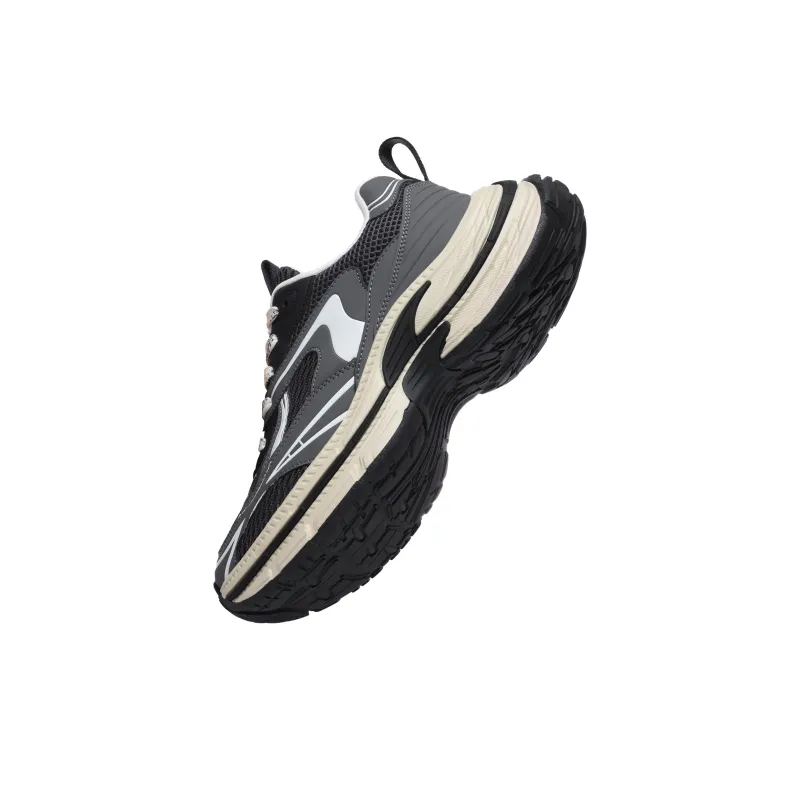 CEDAR HAN Breathable And Lightweight Low Top Chunky Sneakers Men's Black Beige-2