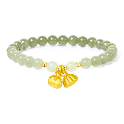 Lao Feng Xiang Hetian Jade Bracelets Pale Greenish White Jade Women's
