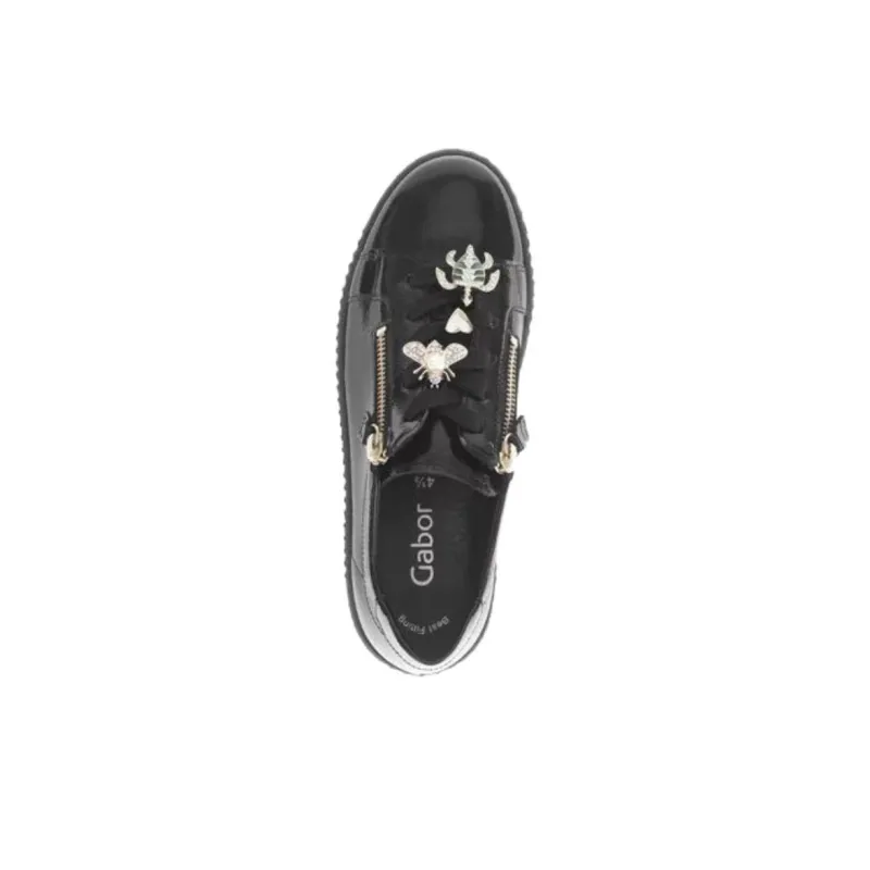 Gabor Fashion Low Top Skateboard Shoes Women's Black-3