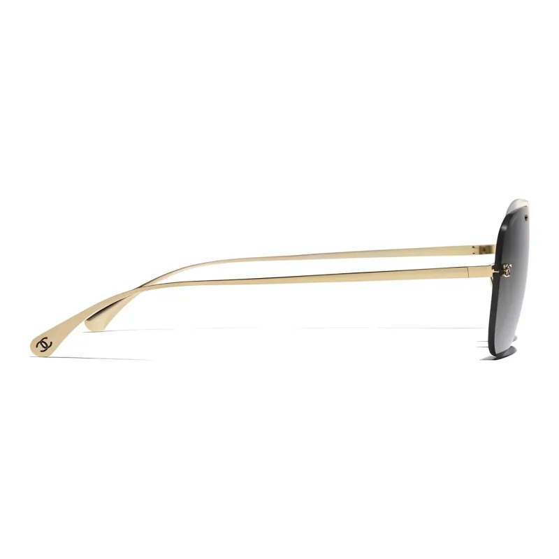 CHANEL Titanium Alloy Aviator Sunglasses Unisex Gold-2