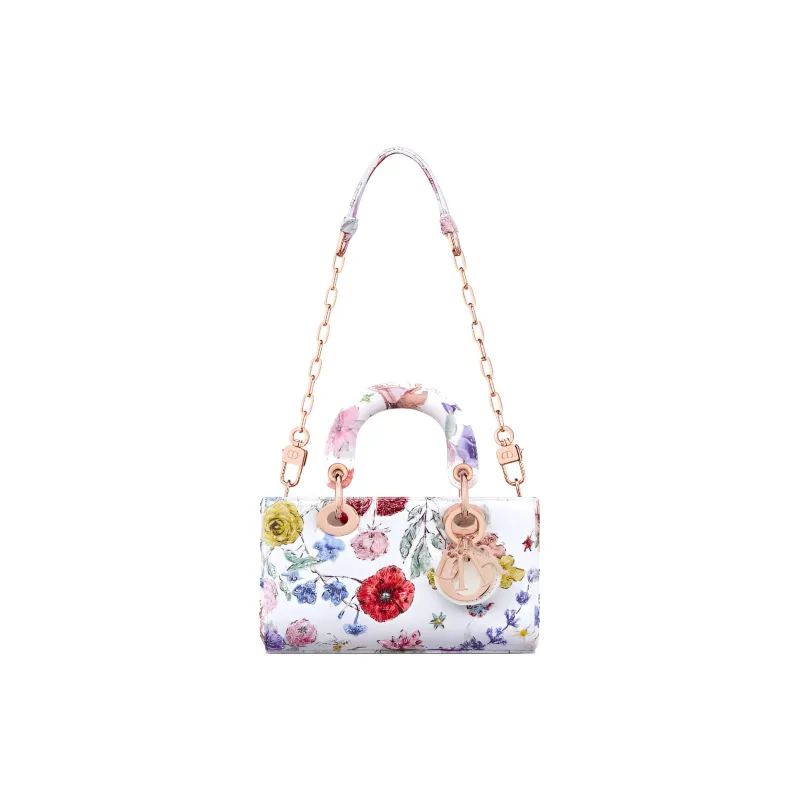 DIOR Lady D-JOY Embroidered Denim Shoulder Bag Crossbody Bag Handbag Extra Mini Women's Multicolor/White-4