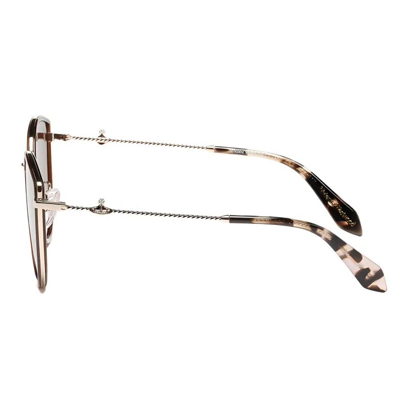 Vivienne Westwood Irregular Shape Sunglasses Women's Brown-2