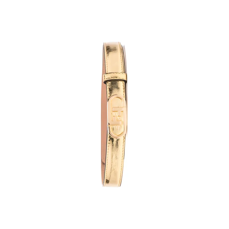 FENDI Logo Buckle Design Smooth Buckle Leather Belts Women's Gold-2