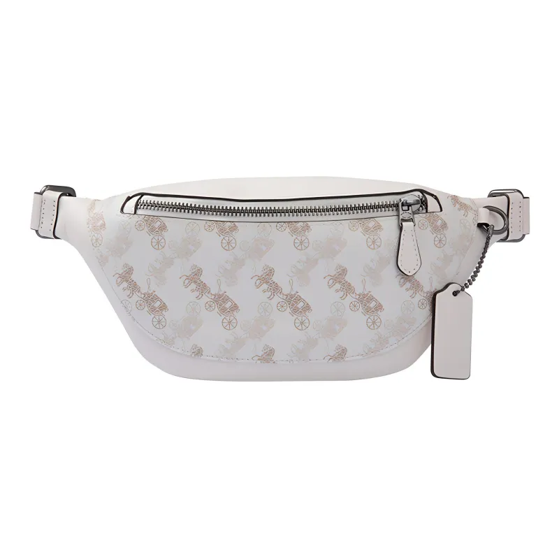 COACH Warren With Cow Leather And PVC Fanny Pack Large Size Men's Beige Carriage Monogram-0