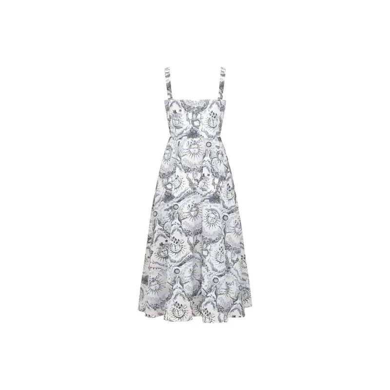 DIOR Slip Dresses Women's White Blue-1