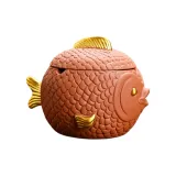 Cinnabar Glaze Koi Fish[Length Approx. 13cm, Width Approx. 10.2cm, Height Approx. 9.8cm]