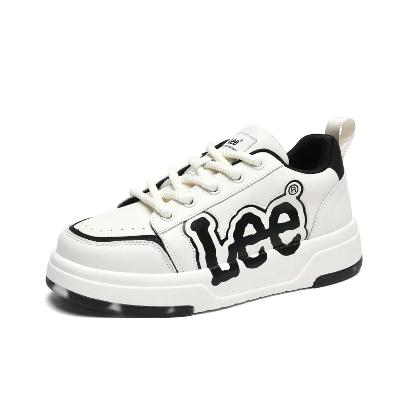 Lee Trendy Versatile, Fashion Minimalist Style White Sneakers Low Top Skateboard Shoes Men's-2
