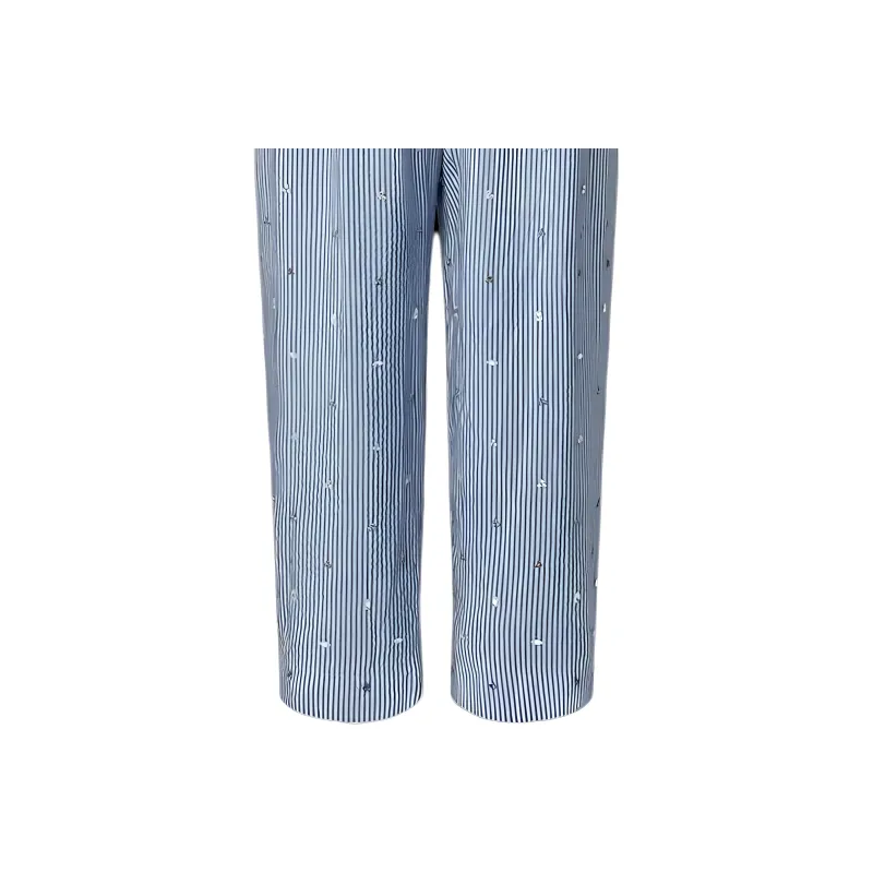 LOUIS VUITTON Bejeweled Pinstripe Baggy Pajama Pants-4