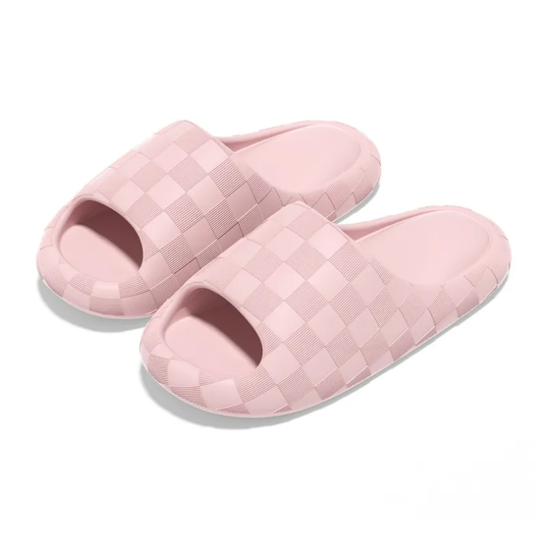 Lighthearted Summer Slippers EVA Square Checkered Squashy And Bouncy Feeling Thickened Slip Resistant Slippers-4