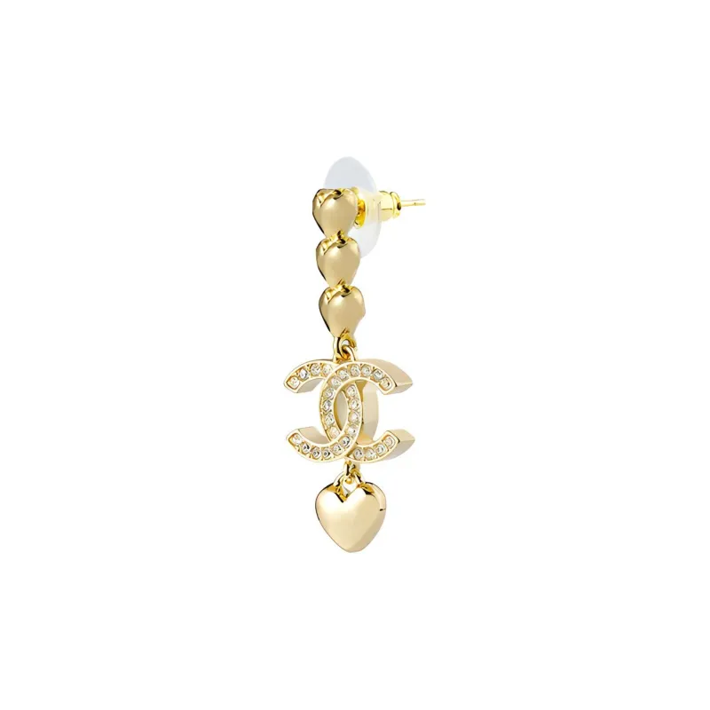 CHANEL 2023 Plated Cc Rhinestones Swing Push Back Costume Earrings-1