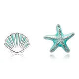 Heartbeat Shell Stud Earrings[Blue]