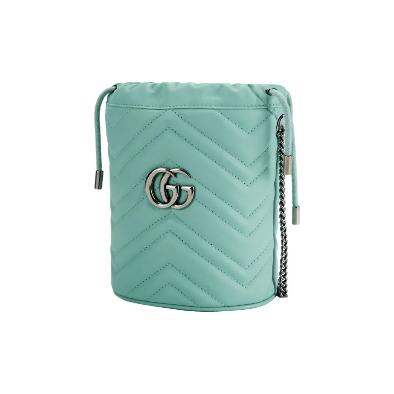 GUCCI GG Marmont Leather Bucket Bag, Chain Bag, Shoulder Bag, Crossbody Bag Mini Women's Green-1