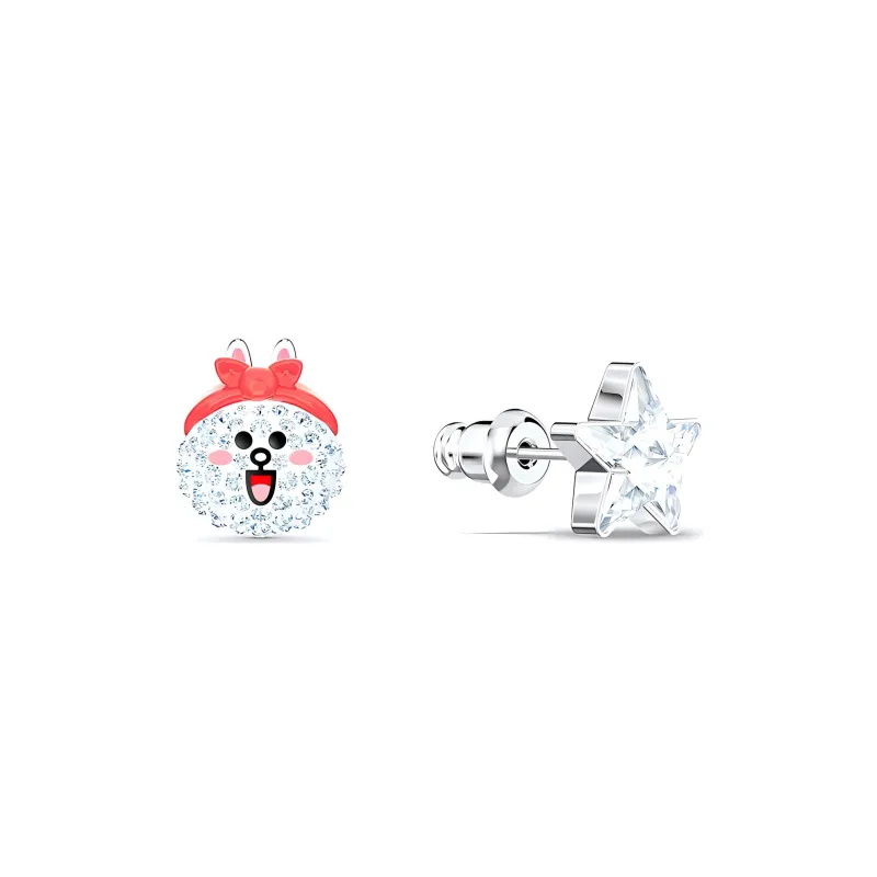 Swarovski Line Friends Stud Earrings Women's White-1