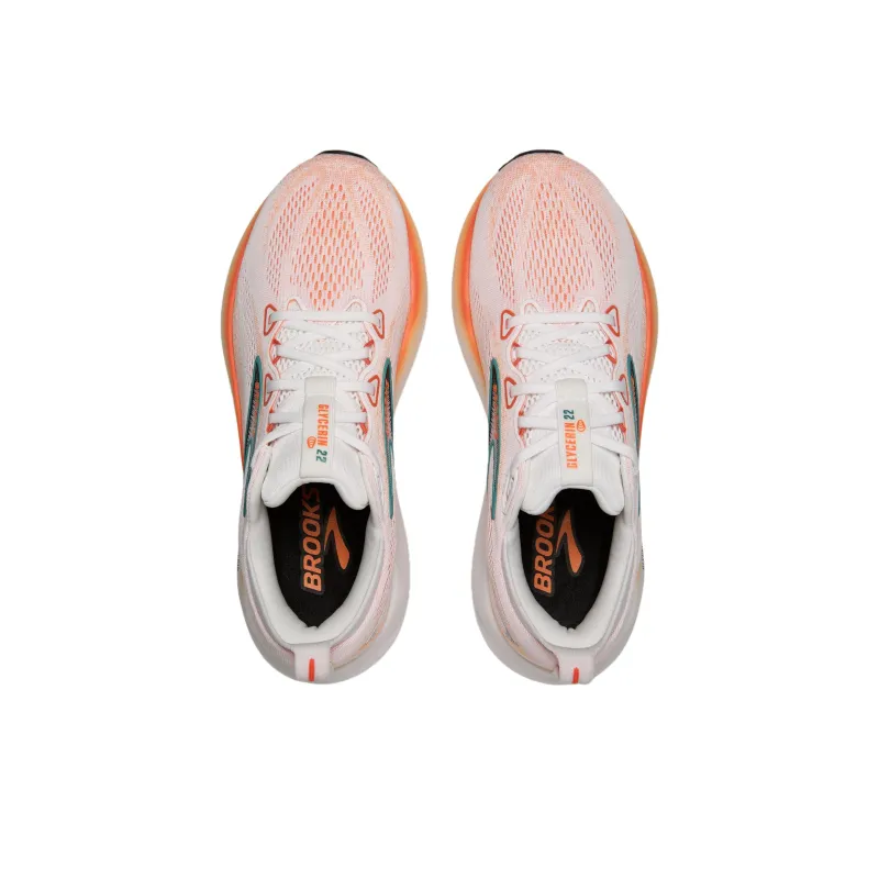 Brooks Glycerin 22 Anti Slip Wear Resistant Low Top Casual Running Shoes Men's White Orange-2