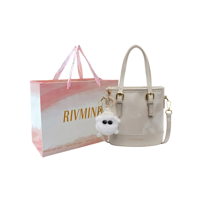 RIVMIND PU Shoulder Bag Women's White/Silver/Pink/Brown/Black-0