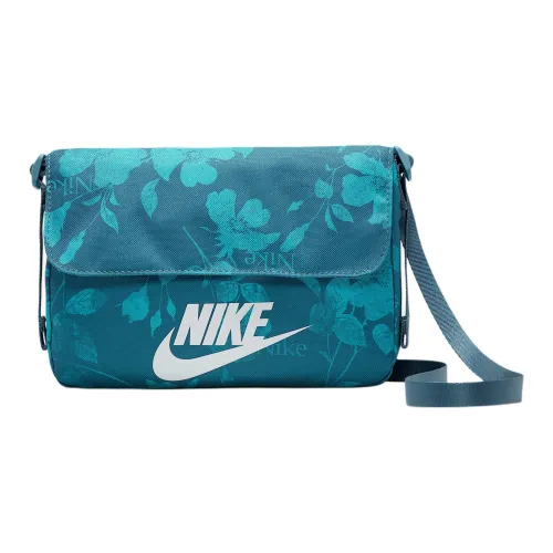Nike Sportswear Polyester Shoulder Bag Women's Smolder Blue & Cactus Color & White