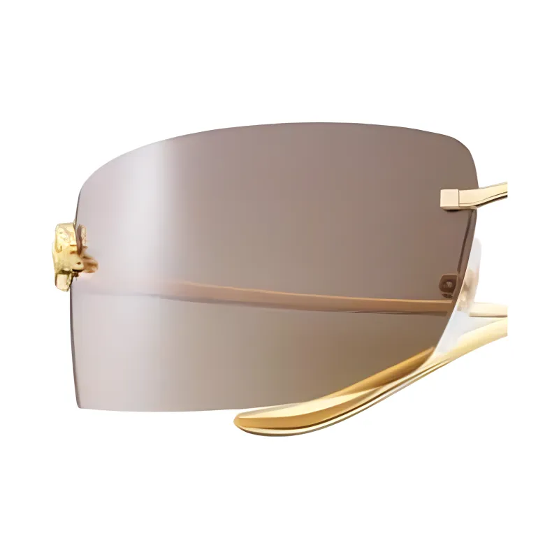 CARTIER Metal Gold Plated Rectangular Sunglasses Unisex Gold-2