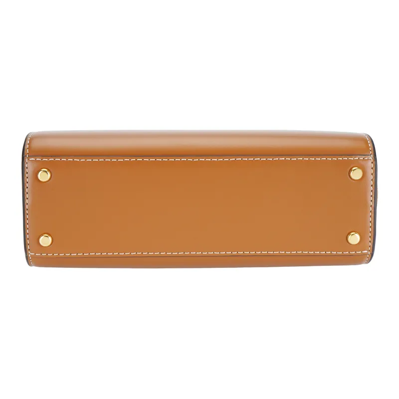 TORY BURCH Eleanor Calfskin Briefcase Handbag Shoulder Bag Crossbody Bag Mini Women's Brown-3