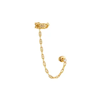 HERMES 18K Gold Diamonds Earrings Women's Gold