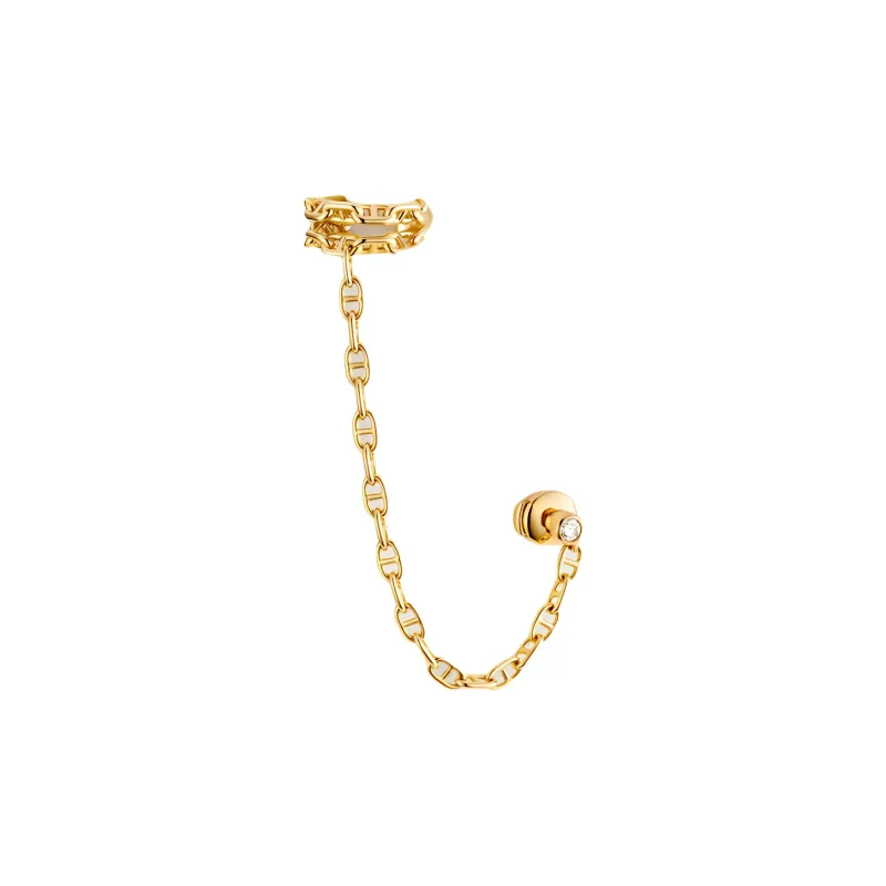 HERMES 18K Gold Diamonds Earrings Women's Gold-0