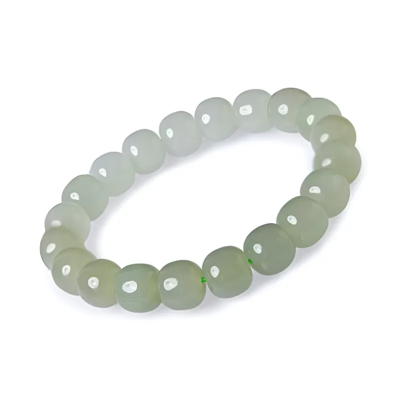 Zhen Yu Zhen Pin Hetian Jade Bracelets Pale Greenish White Jade Unisex-5