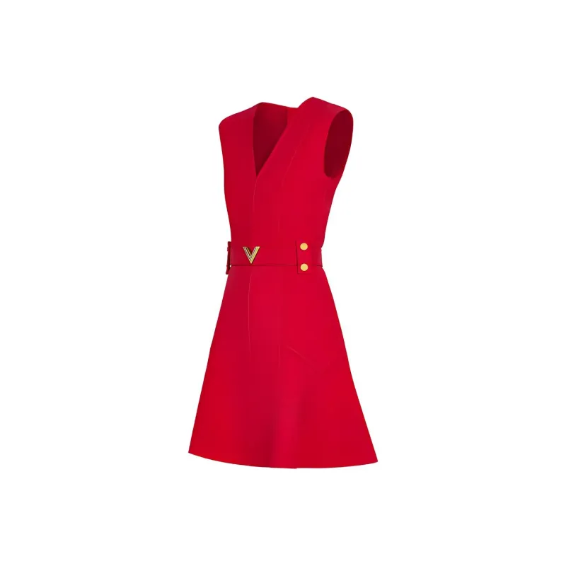 LOUIS VUITTON Sleeveless Dress Women's Red-2