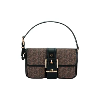 MICHAEL KORS Artificial Leather With Cow Leather Handbag, Shoulder Bag Regular Women's Dark Brown & Black