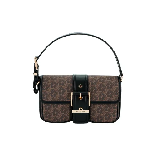 MICHAEL KORS Artificial Leather With Cow Leather Handbag, Shoulder Bag Regular Women's Dark Brown & Black