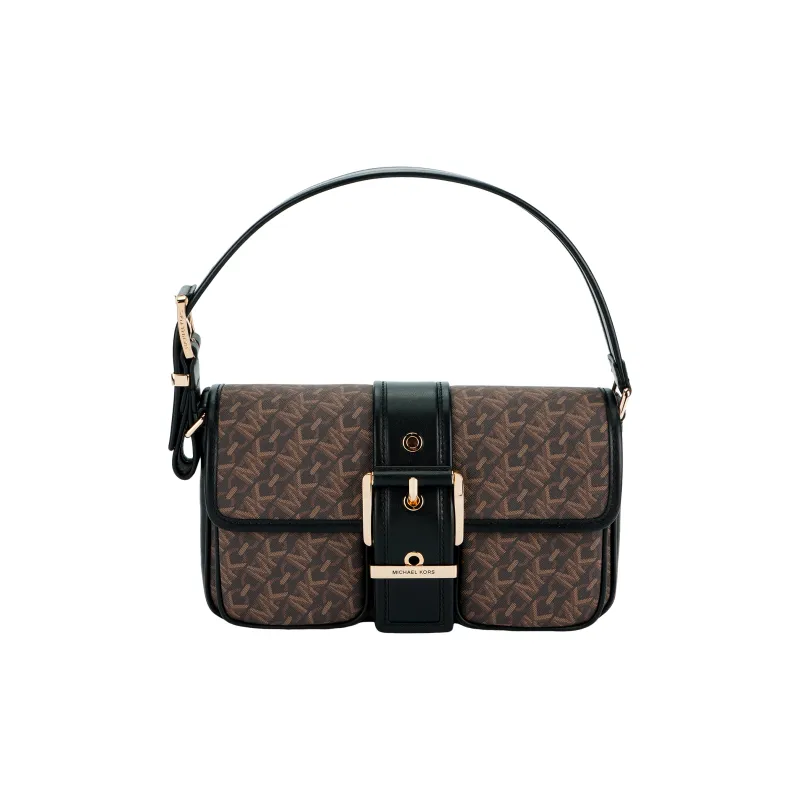 MICHAEL KORS Artificial Leather With Cow Leather Handbag, Shoulder Bag Regular Women's Dark Brown & Black-0