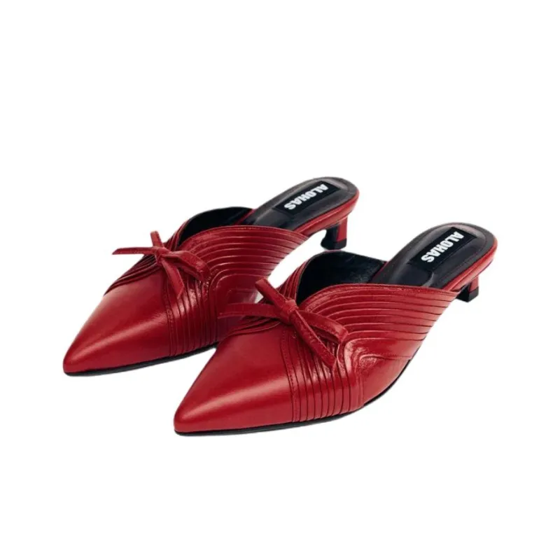 ALOHAS Closed Toe Slippers 4.5cm Women's Red-2