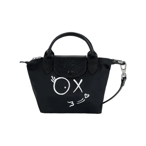 LONGCHAMP ANDRÉ Collaboration Le Pliage Canvas Dumpling Bag, Crossbody Bag, Handbag Mini Unisex Black