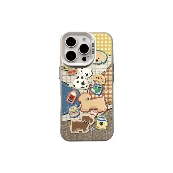 Wei Xin Acrylic Material Plaid Hamburger Puppy Phone Cases Compatible With IPhone 16/15 Pro Max/Apple 13/14 Pro/Max