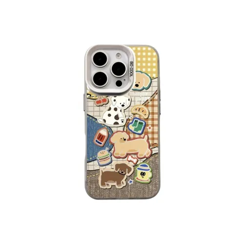 Wei Xin Acrylic Material Plaid Hamburger Puppy Phone Cases Compatible With IPhone 16/15 Pro Max/Apple 13/14 Pro/Max