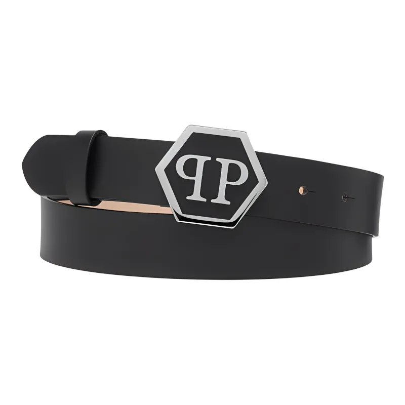 PHILIPP PLEIN Hexagon logo Leather Belt-0