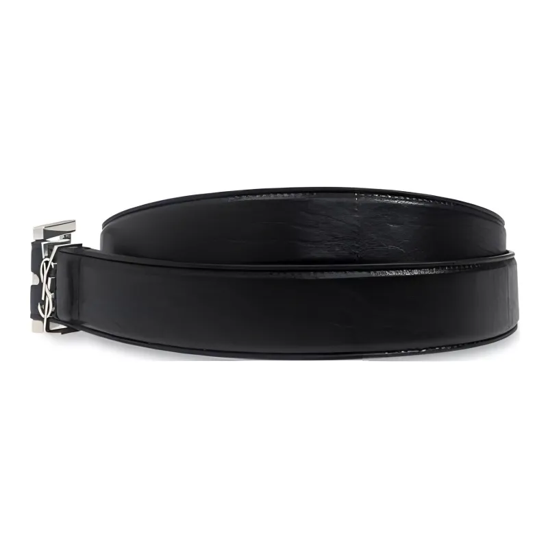 SAINT LAURENT Monogram Square Buckle Belt-2