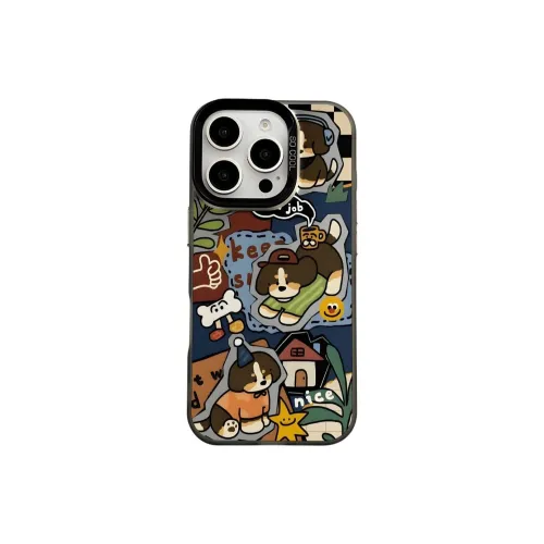 Wei Xin Acrylic Material Denim Patchwork Puppy Phone Cases Compatible With IPhone 16/15 Pro Max/Apple 13/14 Pro/Max