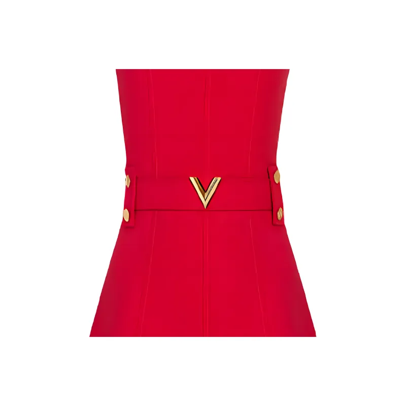 LOUIS VUITTON Sleeveless Dress Women's Red-4
