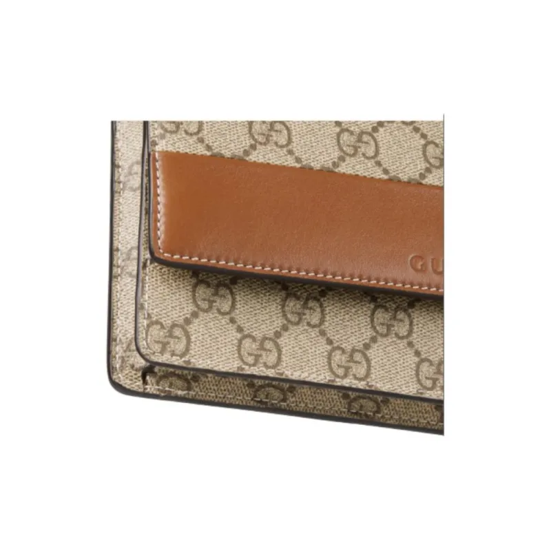 GUCCI GG Emblem Leather Shoulder Bag, Wallet Women's Brown-5