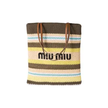 MIU MIU Cotton Handbag, Shoulder Bag Women's Tundra & Lemon & Natural