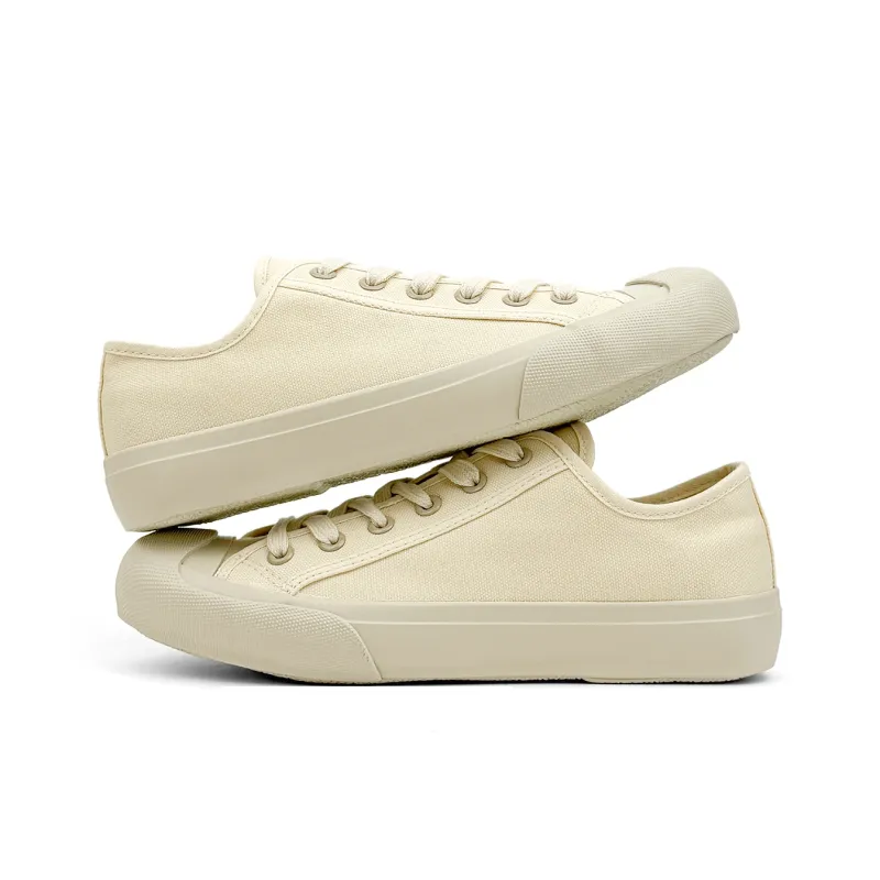 Mengsai Abrasion Resistant Slip Resistant Low Top Canvas Shoes Women's Cream White-4