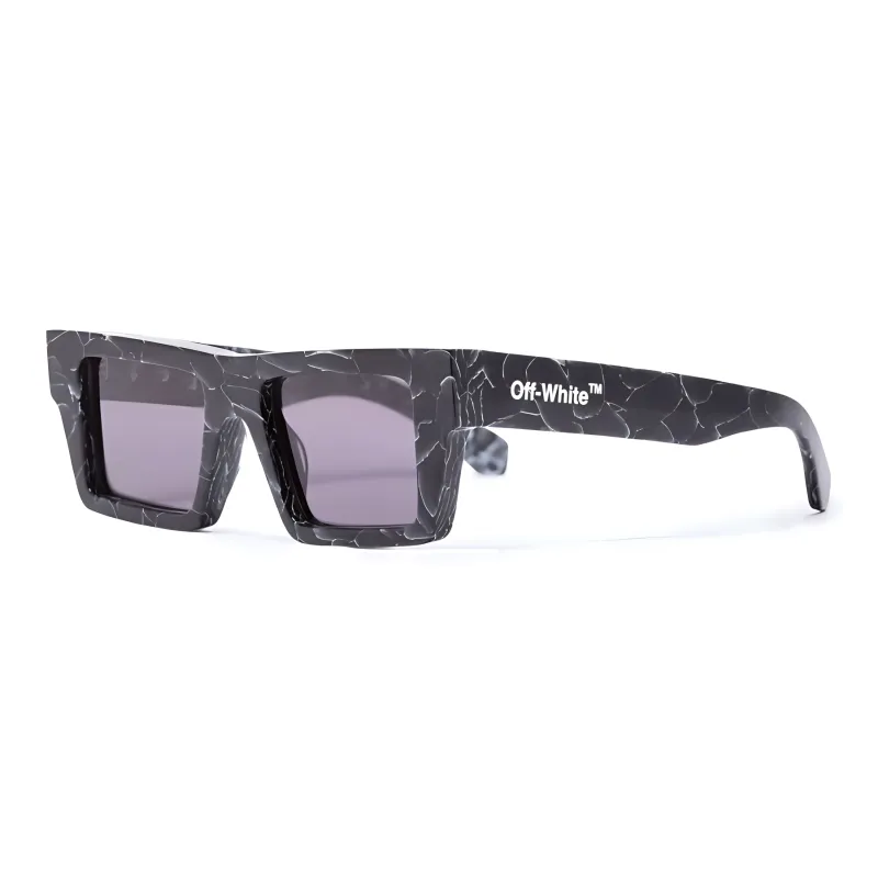 OFF-WHITE Acetate Acrylic Irregular Shape Sunglasses Men's Black-0