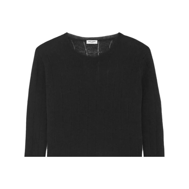 SAINT LAURENT Openwork Rib-knit Jumper-4