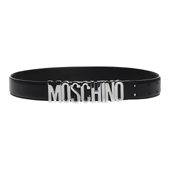 MOSCHINO Calf Leather Logo Belt