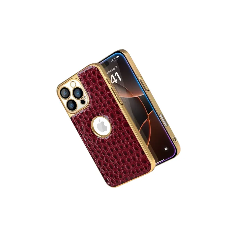 Kona Chun Genuine Leather Material Classic Impact Resistant Dust Resistant Snake Skin Phone Cases-2