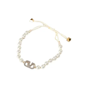 Valentino Metal Pearl Swarovski Crystal Bracelets Women's White