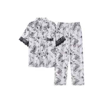 Sha Qian Pajama Set Women's Ivory White