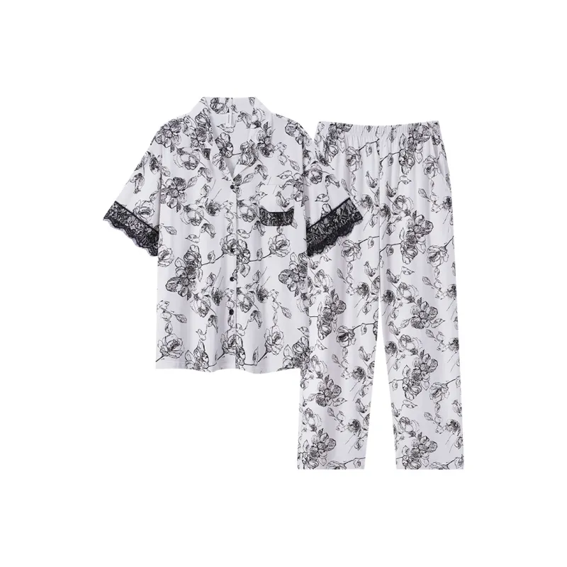 Sha Qian Pajama Set Women's Ivory White-0