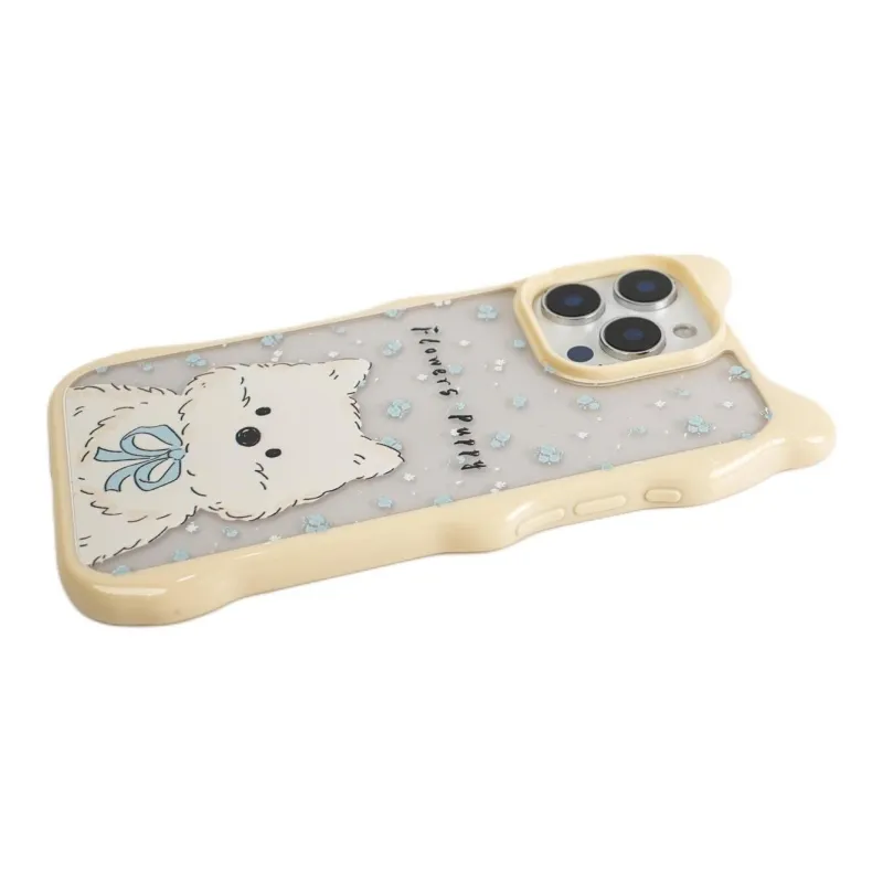 Sopi Acrylic Material Blue Floral West Highland Phone Cases Compatible With IPhone 16/15 Pro Max/Apple 13/14 Pro/Max-4